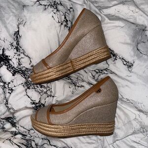 Tory Burch Beige Wedge Sandals